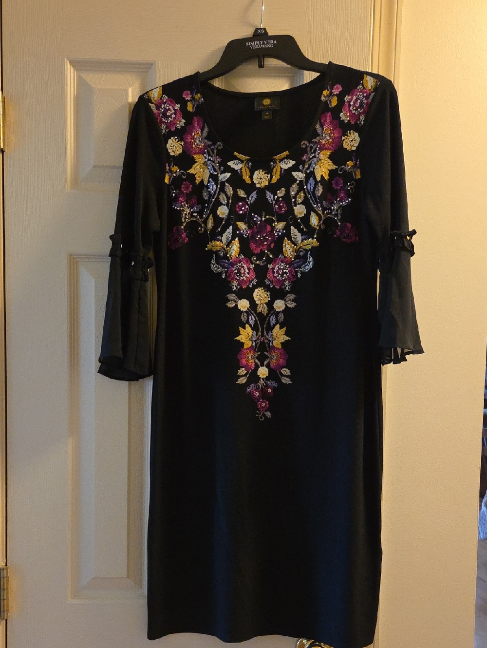 Black Floral Embroidered Women's Dress